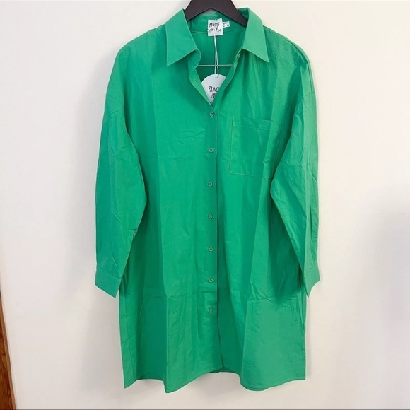 Princess Polly Green Button Front Shirt Dress Size 6 NEW Emersyn Collared - Picture 3 of 12